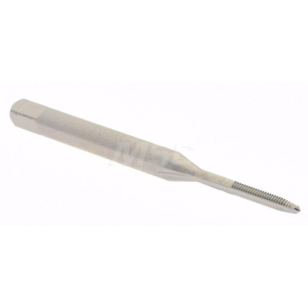 Hertel K008003AS Straight Flute Tap #0-80 UNF, 2 Flute, Plug Chamfer, 2B Class of Fit, High-Speed Steel, Bright/Uncoated Finish