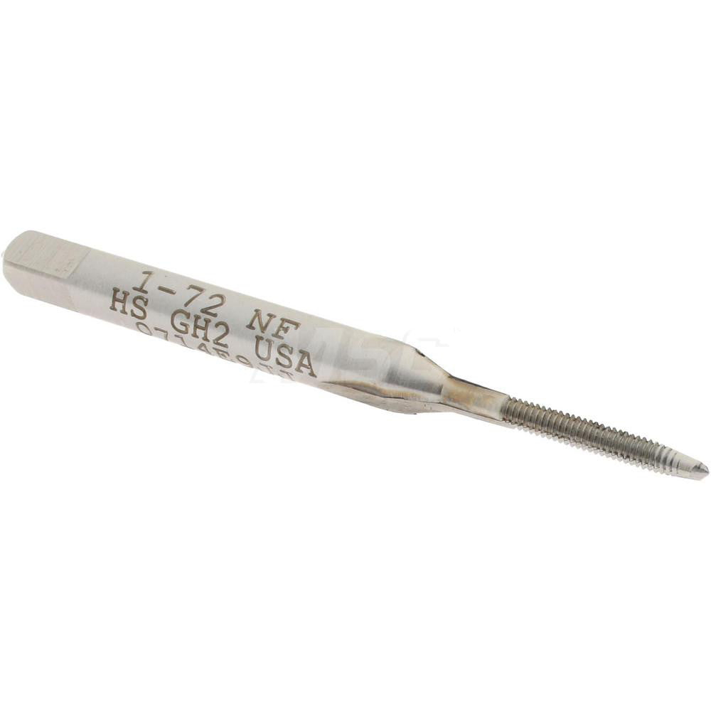 Hertel K008024AS Straight Flute Tap #1-72 UNF, 2 Flute, Plug Chamfer, 2B Class of Fit, High-Speed Steel, Bright/Uncoated Finish