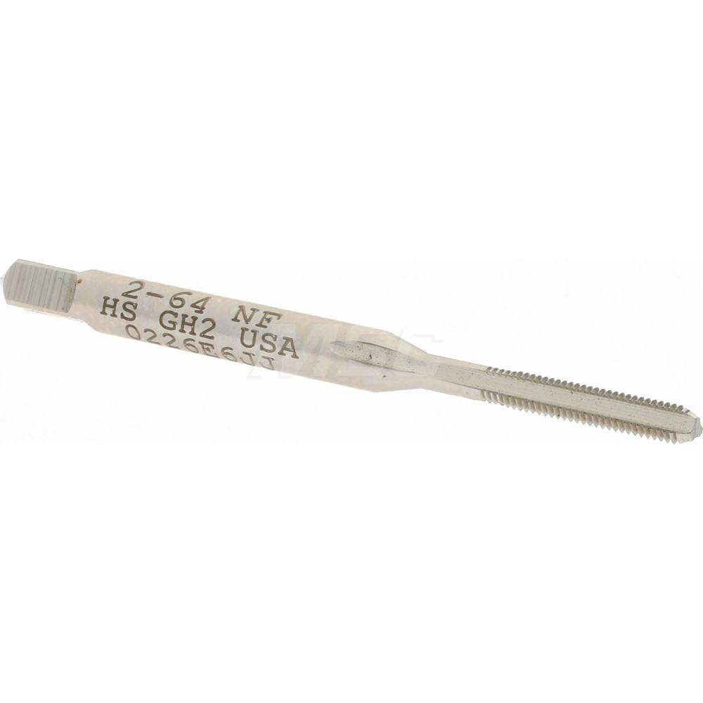 Hertel K008050AS Straight Flute Tap #2-64 UNF, 3 Flute, Bottoming Chamfer, 2B Class of Fit, High-Speed Steel, Bright/Uncoated Finish