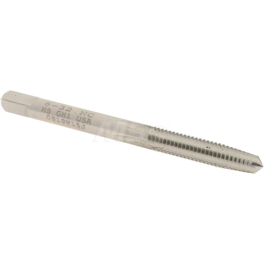 Hertel K008180AS Straight Flute Tap #8-32 UNC, 4 Flute, Taper Chamfer, High-Speed Steel, Bright/Uncoated Finish