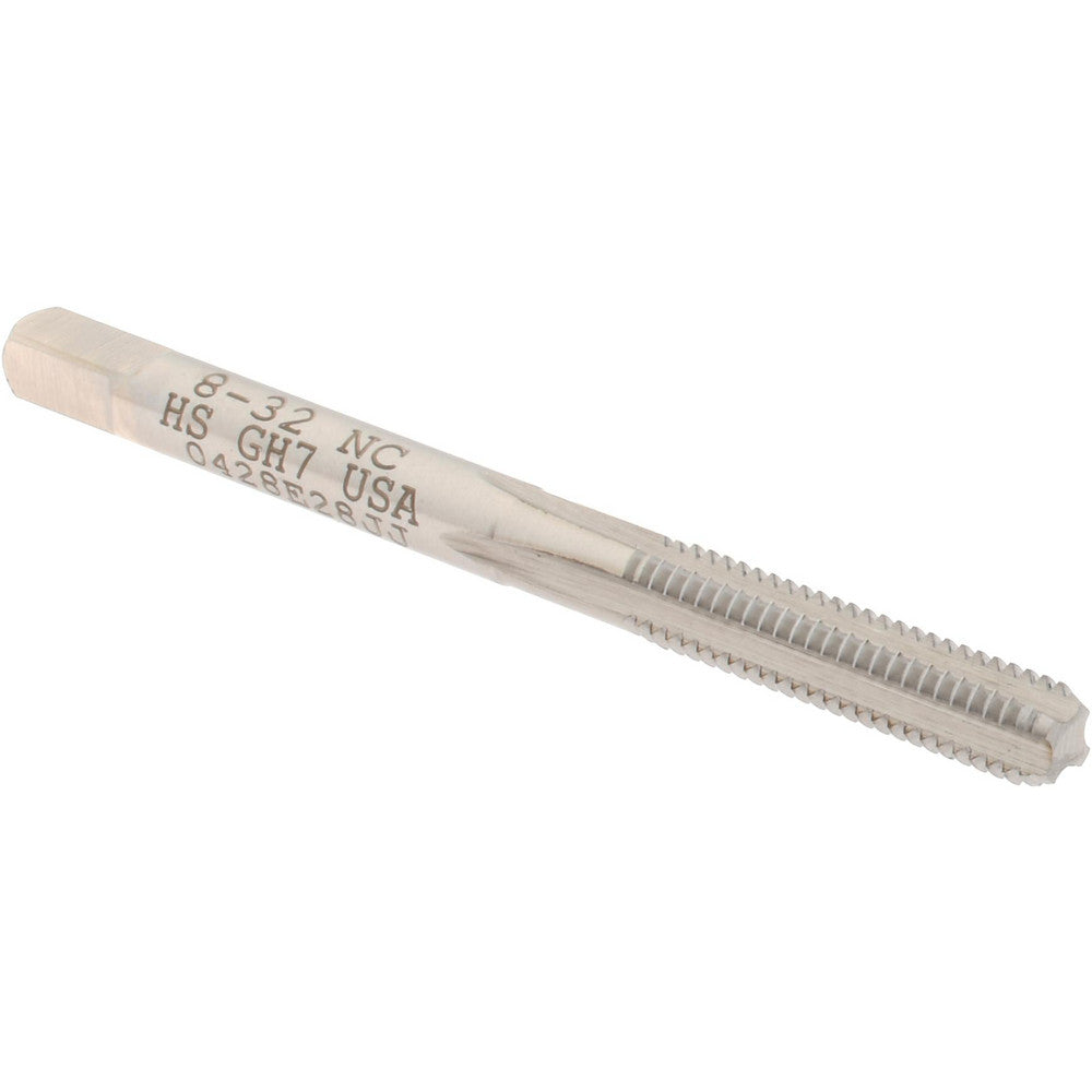 Hertel K008199AS Straight Flute Tap #8-32 UNC, 4 Flute, Bottoming Chamfer, High-Speed Steel, Bright/Uncoated Finish