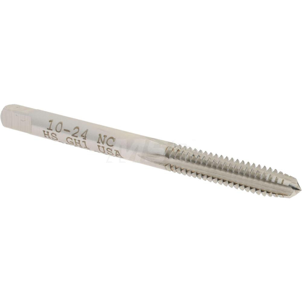 Hertel K008225AS Straight Flute Tap #10-24 UNC, 4 Flute, Plug Chamfer, High-Speed Steel, Bright/Uncoated Finish