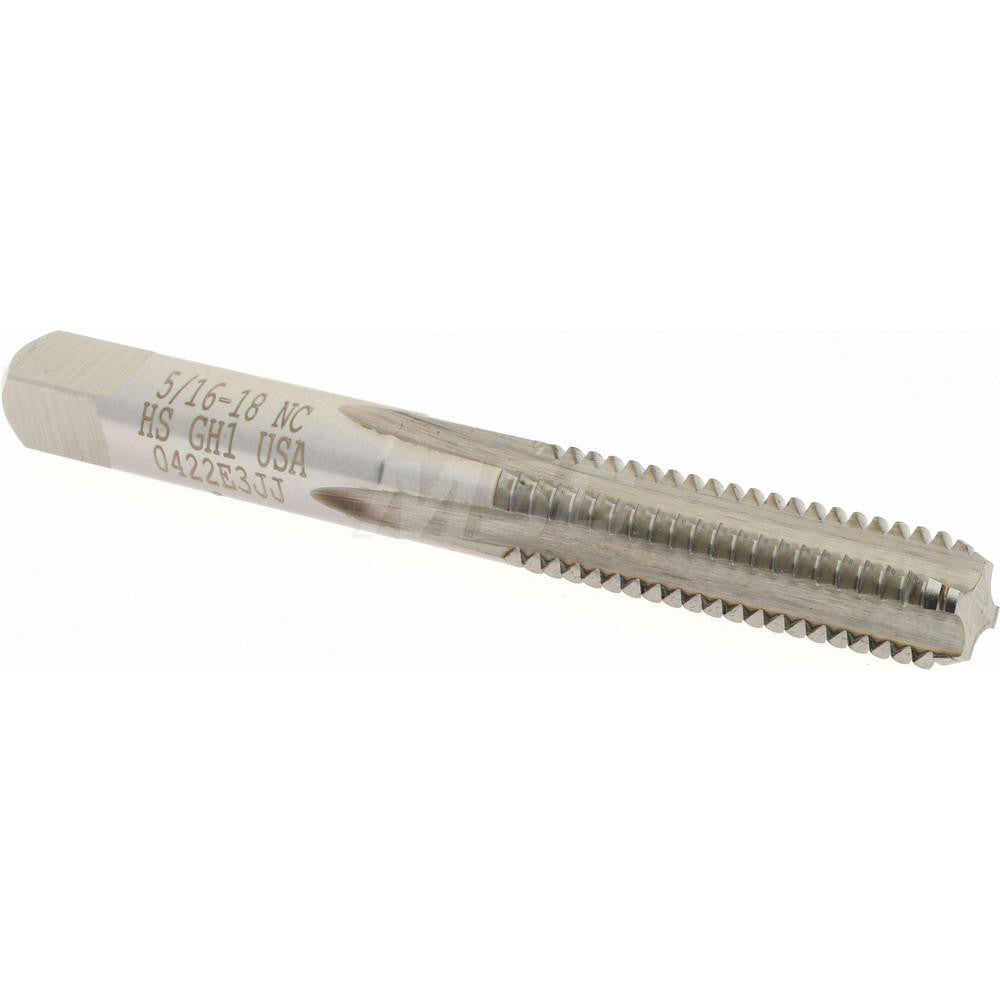 Hertel K008376AS Straight Flute Tap 5/16-18 UNC, 4 Flute, Bottoming Chamfer, High-Speed Steel, Bright/Uncoated Finish