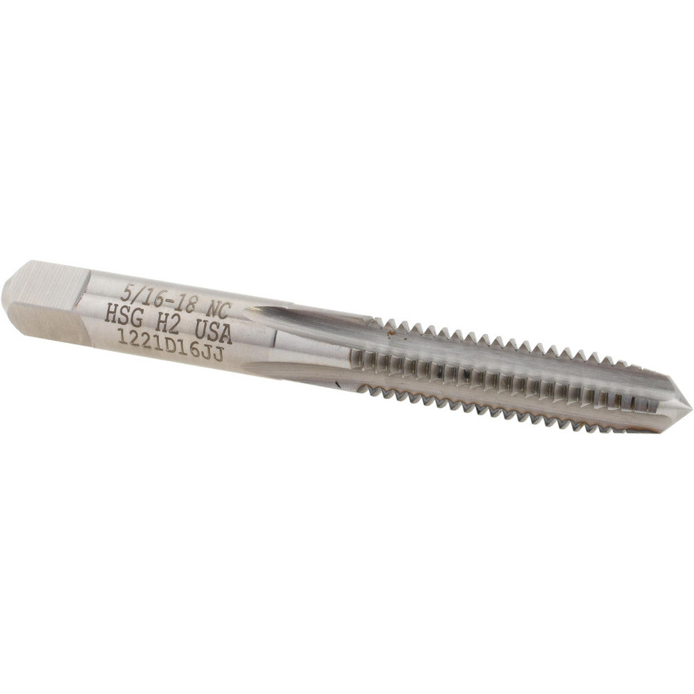 Hertel 008377AS Straight Flute Tap 5/16-18 UNC, 4 Flute, Plug Chamfer, High-Speed Steel, Bright/Uncoated Finish