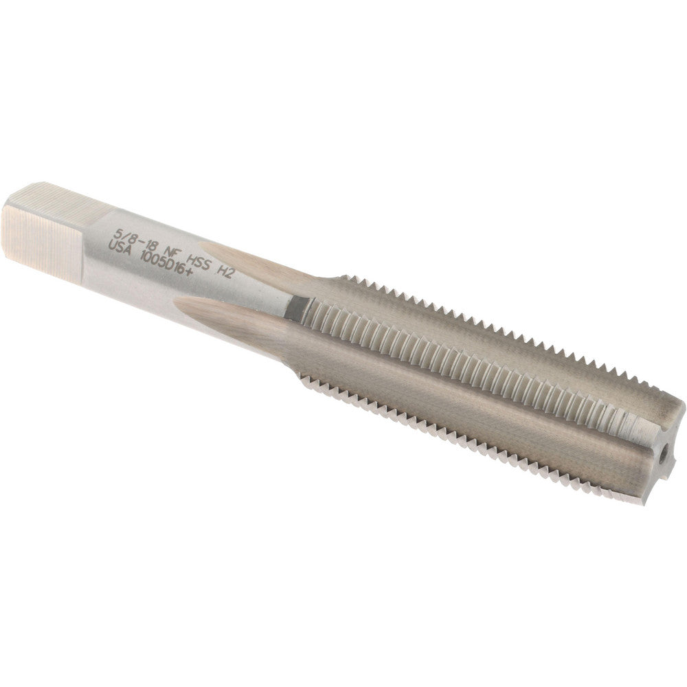 Hertel 008572AS Straight Flute Tap 5/8-18 UNF, 4 Flute, Plug Chamfer, High-Speed Steel, Bright/Uncoated Finish