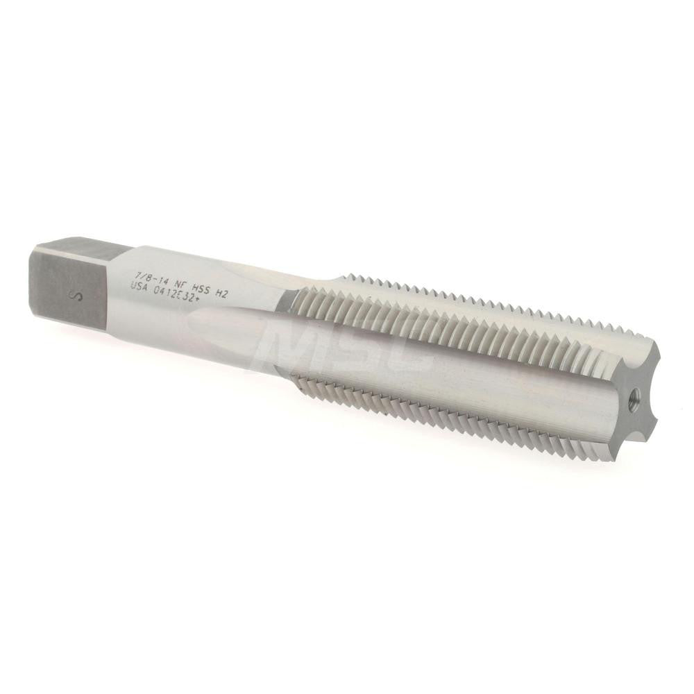 Hertel K008622AS Straight Flute Tap 7/8-14 UNF, 4 Flute, Plug Chamfer, High-Speed Steel, Bright/Uncoated Finish