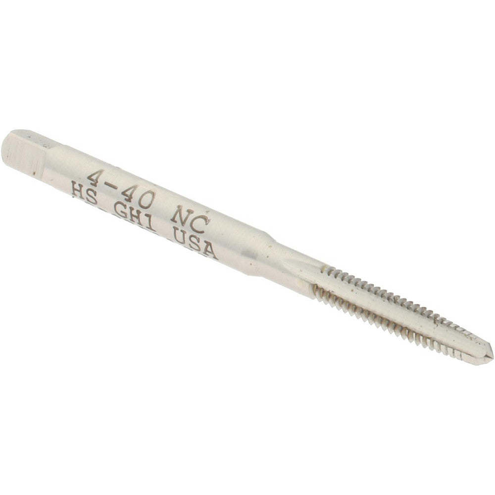 Hertel K008084AS Straight Flute Tap #4-40 UNC, 3 Flute, Taper Chamfer, High-Speed Steel, Bright/Uncoated Finish