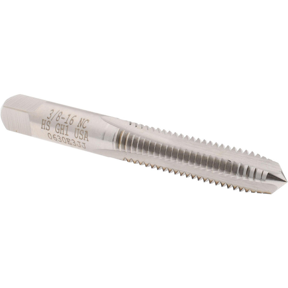 Hertel K011089AS Straight Flute Tap 3/8-16 UNC, 3 Flute, Plug Chamfer, High-Speed Steel, Bright/Uncoated Finish