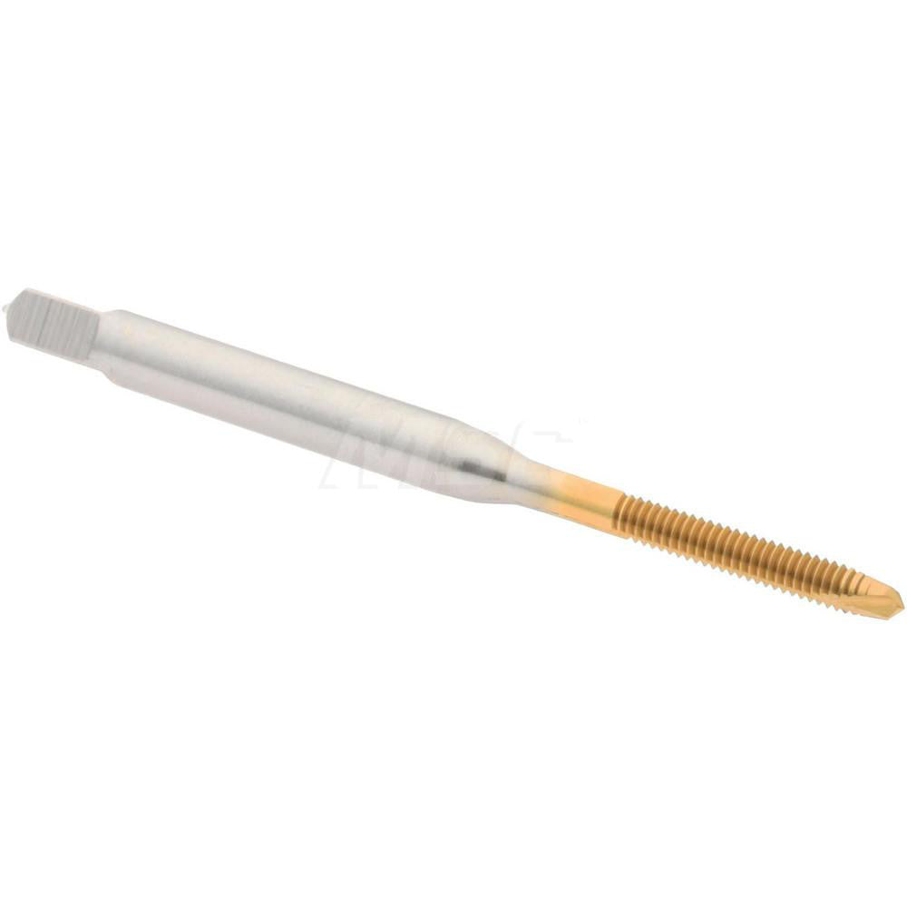 Hertel K008070AS25 Spiral Point Tap #3-56 UNF, 2 Flutes, Plug Chamfer, 2B Class of Fit, HSS, TiN Coated