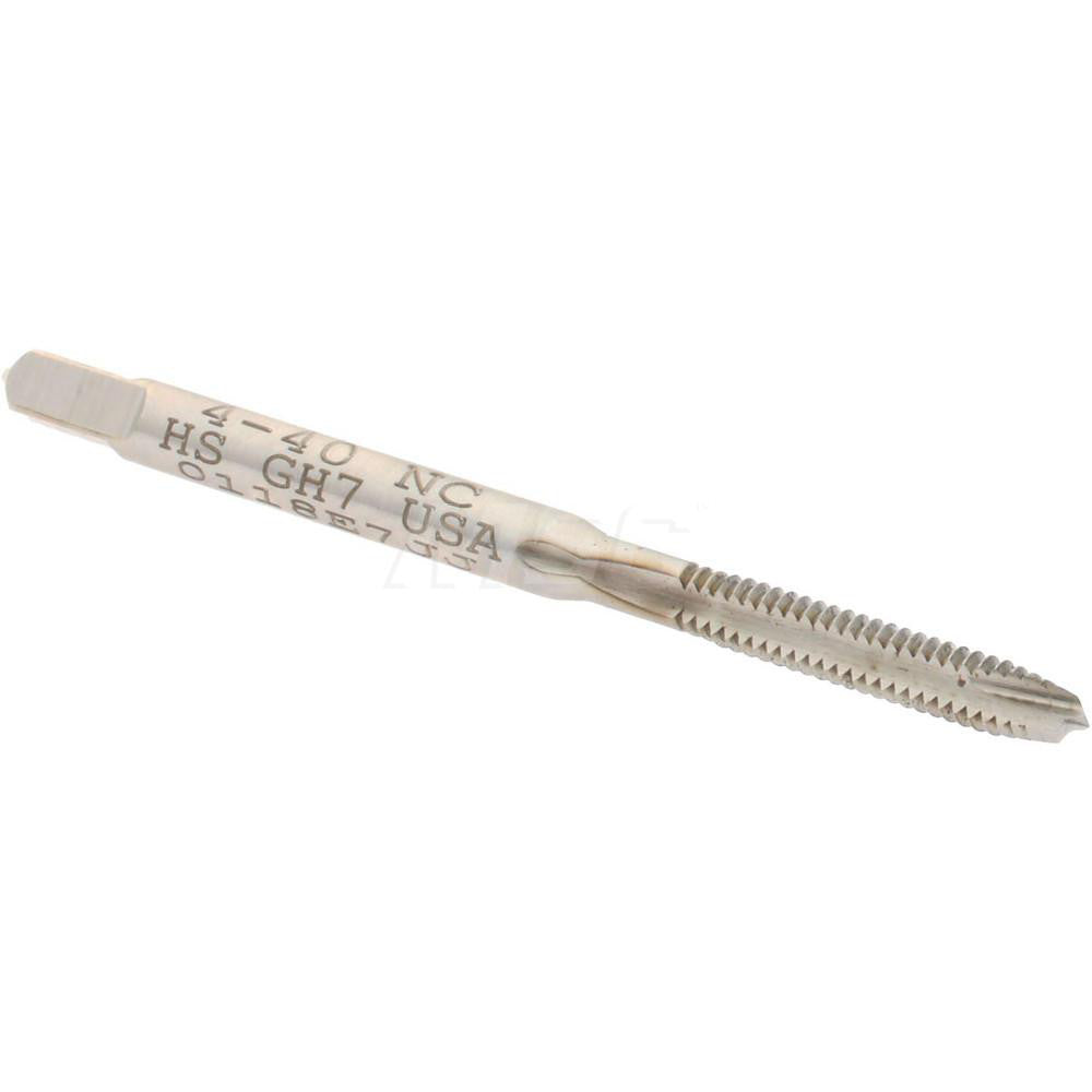 Hertel K008079AS Spiral Point Tap #4-40 UNC, 2 Flutes, Plug Chamfer, HSS, Bright/Uncoated Coated