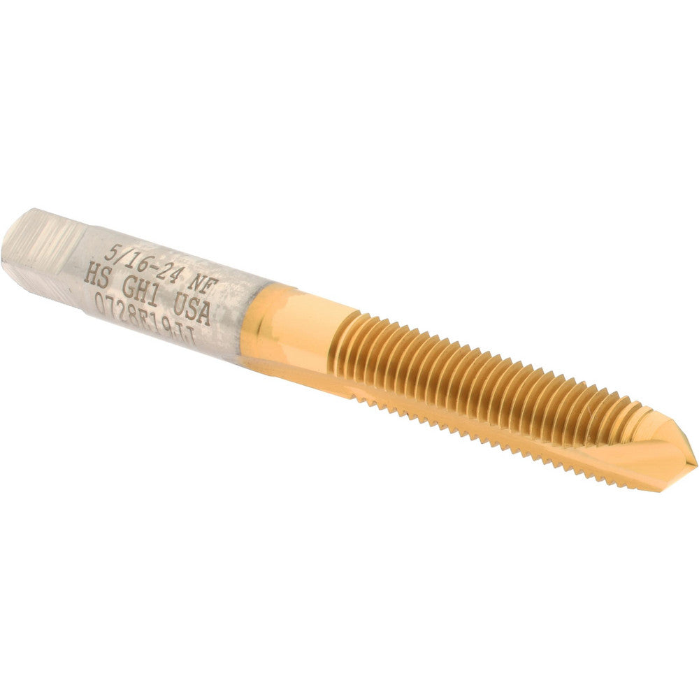 Hertel K008415AS25 Spiral Point Tap 5/16-24 UNF, 2 Flutes, Plug Chamfer, HSS, TiN Coated