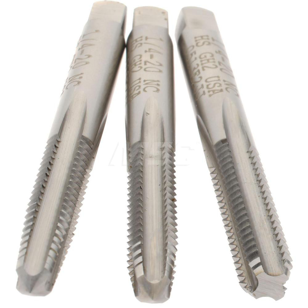 Hertel 008974AS Tap Set 1/4-20 UNC, 4 Flute, High Speed Steel, Bright Finish
