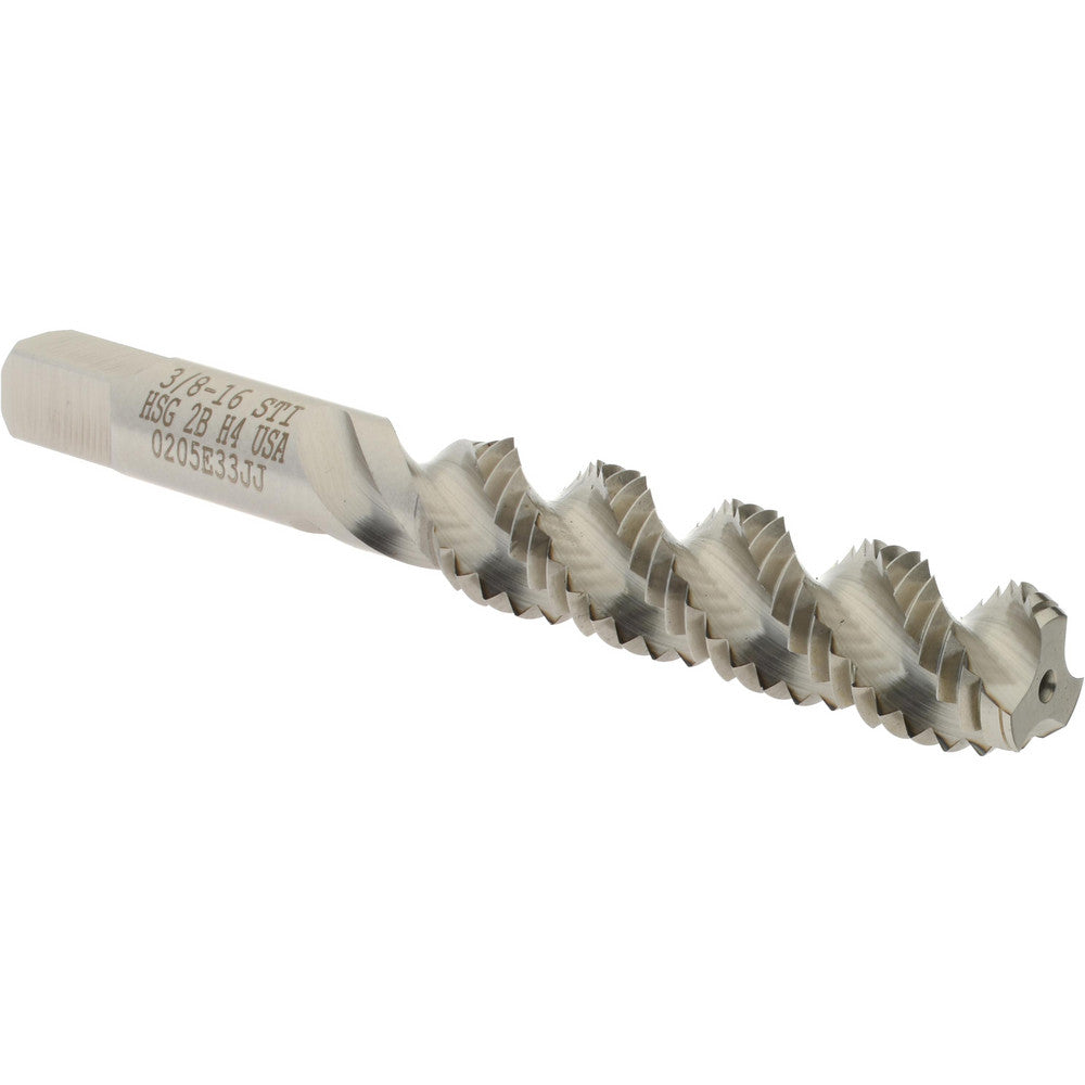 Hertel K007335AS 3/8-16 UNC, 3 Flute, 52&deg Helix, Bottoming Chamfer, Bright Finish, High Speed Steel Spiral Flute STI Tap