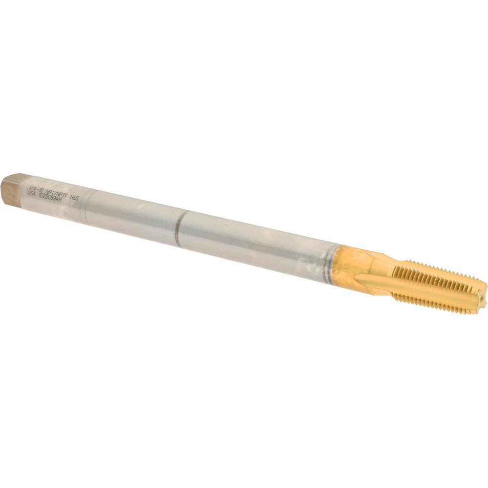 Hertel K015916AS25 Extension Pipe Tap 1/4-18 NPT, 4 Flutes, Plug Chamfer, High Speed Steel