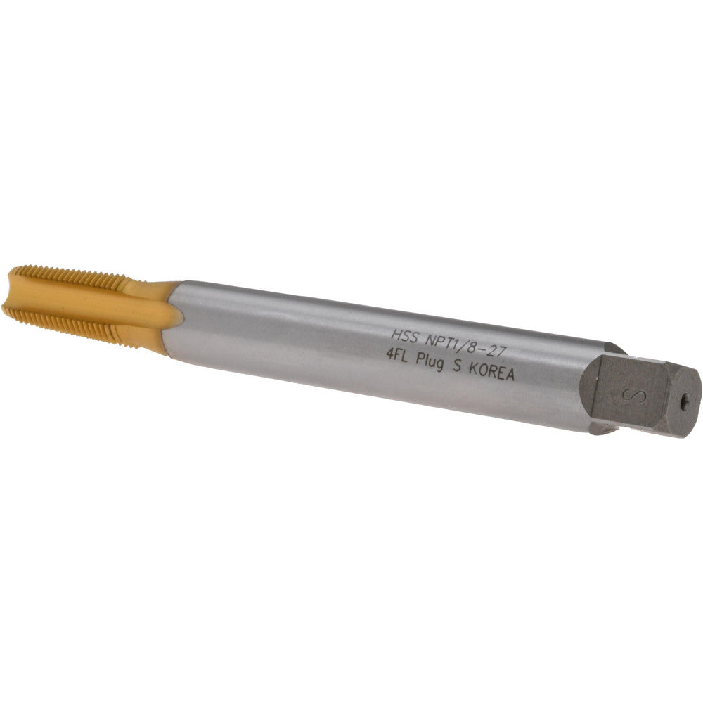 Hertel K015904AS25 Extension Pipe Tap 1/8-27 NPTF, 4 Flutes, Plug Chamfer, High Speed Steel