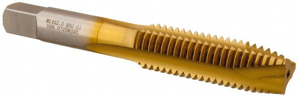 Hertel K020315AS25 Spiral Point Tap M14x2 Metric Coarse, 3 Flutes, Plug Chamfer, HSS, TiN Coated
