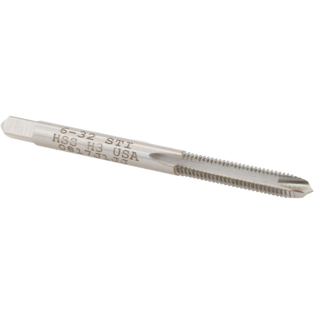 Hertel 007017AS Spiral Point STI Tap #6-32 UNC, 2 Flutes, Plug, High Speed Steel, Bright/Uncoated