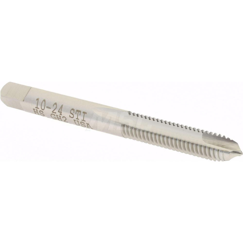 Hertel K007032AS Spiral Point STI Tap #10-24 UNC, 2 Flutes, Plug, High Speed Steel, Bright/Uncoated