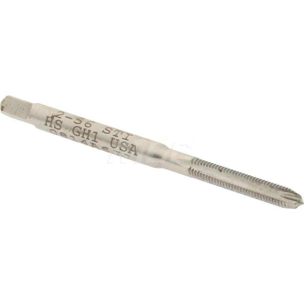 Hertel K007100AS Spiral Point STI Tap #2-56 UNC, 2 Flutes, Plug, High Speed Steel, Bright/Uncoated
