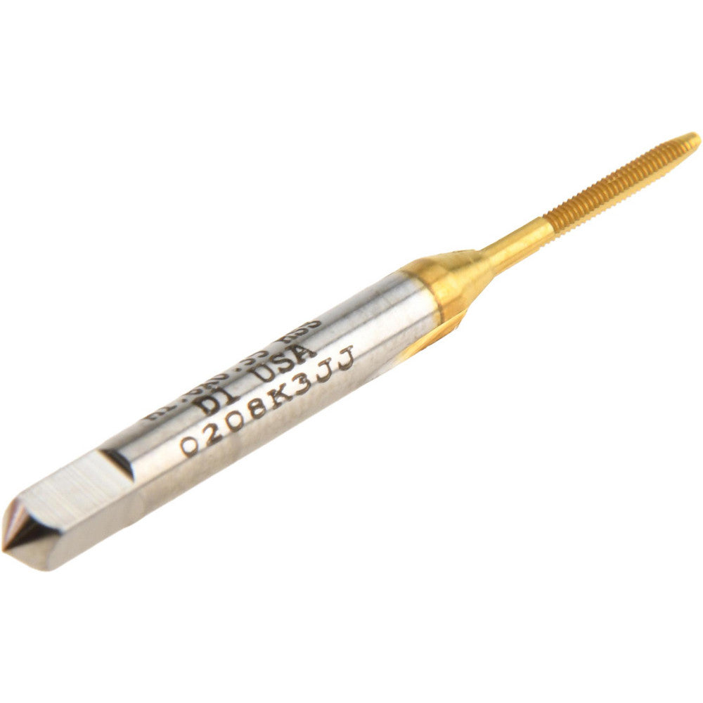 Hertel 020009AS25 Straight Flute Tap M1.6x0.35 Metric Coarse, 2 Flute, Plug Chamfer, High-Speed Steel, Titanium Nitride Finish