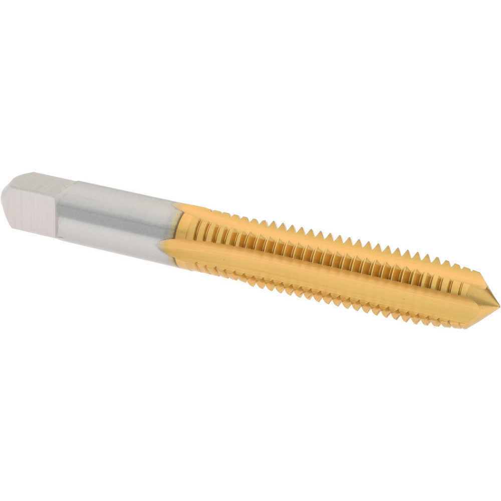 Hertel K020249AS25 Straight Flute Tap M10x1.5 Metric Coarse, 4 Flute, Plug Chamfer, High-Speed Steel, Titanium Nitride Finish
