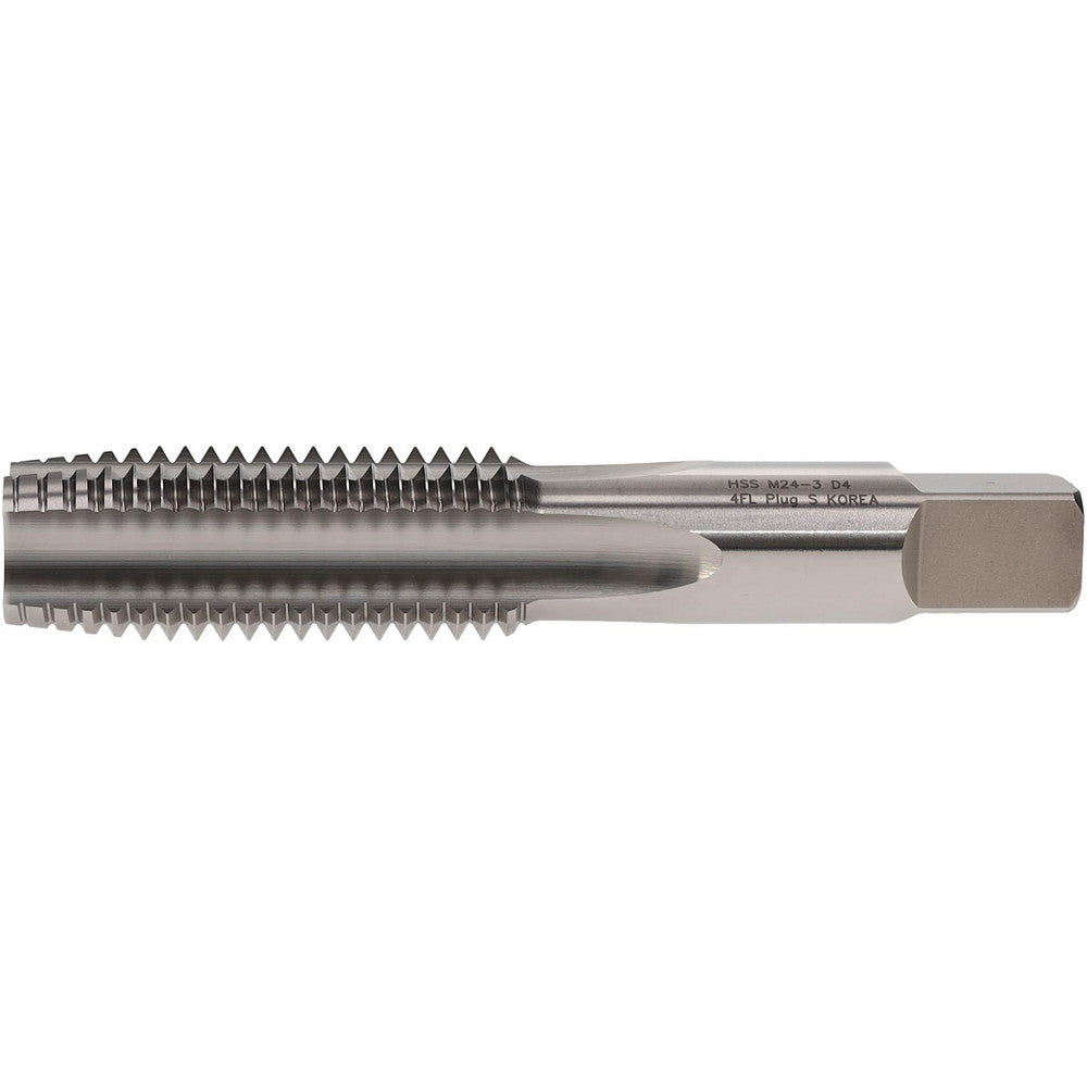 Hertel K020484AS Straight Flute Tap M24x3 Metric Coarse, 4 Flute, Plug Chamfer, High-Speed Steel, Bright/Uncoated Finish