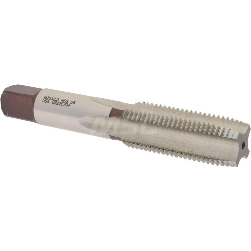 Hertel K025492AS Straight Flute Tap M20x2 Metric Fine, 4 Flute, Plug Chamfer, High-Speed Steel, Bright/Uncoated Finish