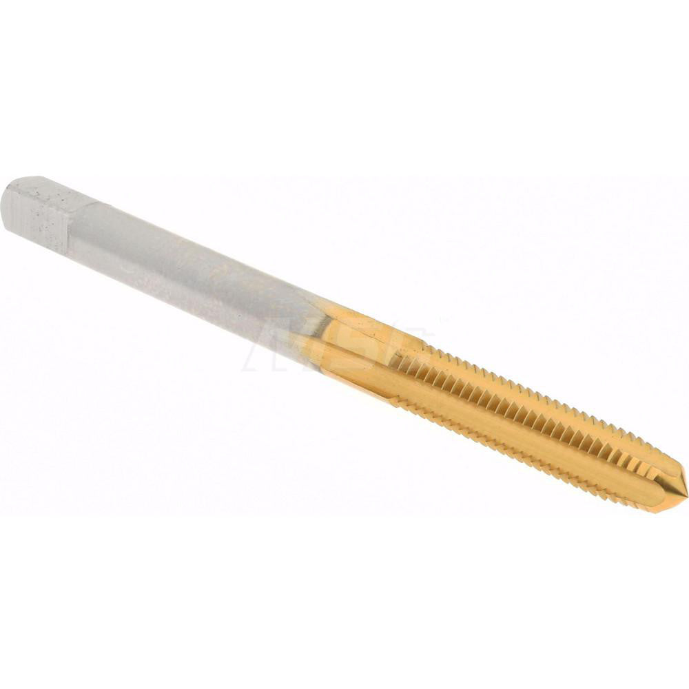 Hertel K027729AS25 Straight Flute Tap M4x0.7 Metric Coarse, 4 Flute, Plug Chamfer, 6H Class of Fit, High-Speed Steel, Titanium Nitride Finish