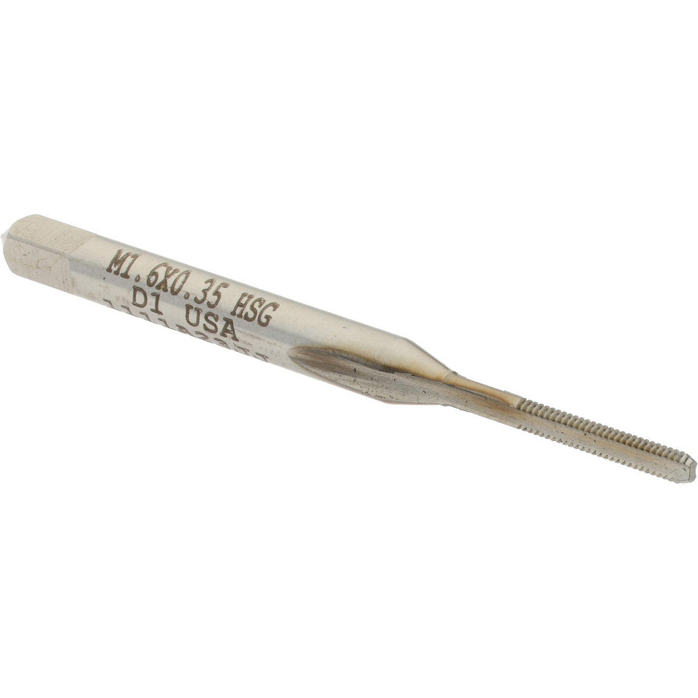 Hertel 020010AS Straight Flute Tap M1.6x0.35 Metric Coarse, 2 Flute, Bottoming Chamfer, High-Speed Steel, Bright/Uncoated Finish