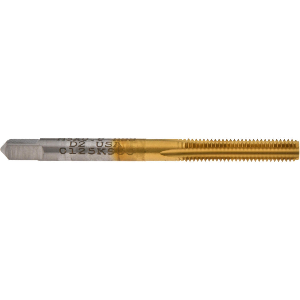 Hertel 020154AS25 Straight Flute Tap M5x0.8 Metric Coarse, 4 Flute, Bottoming Chamfer, High-Speed Steel, Titanium Nitride Finish