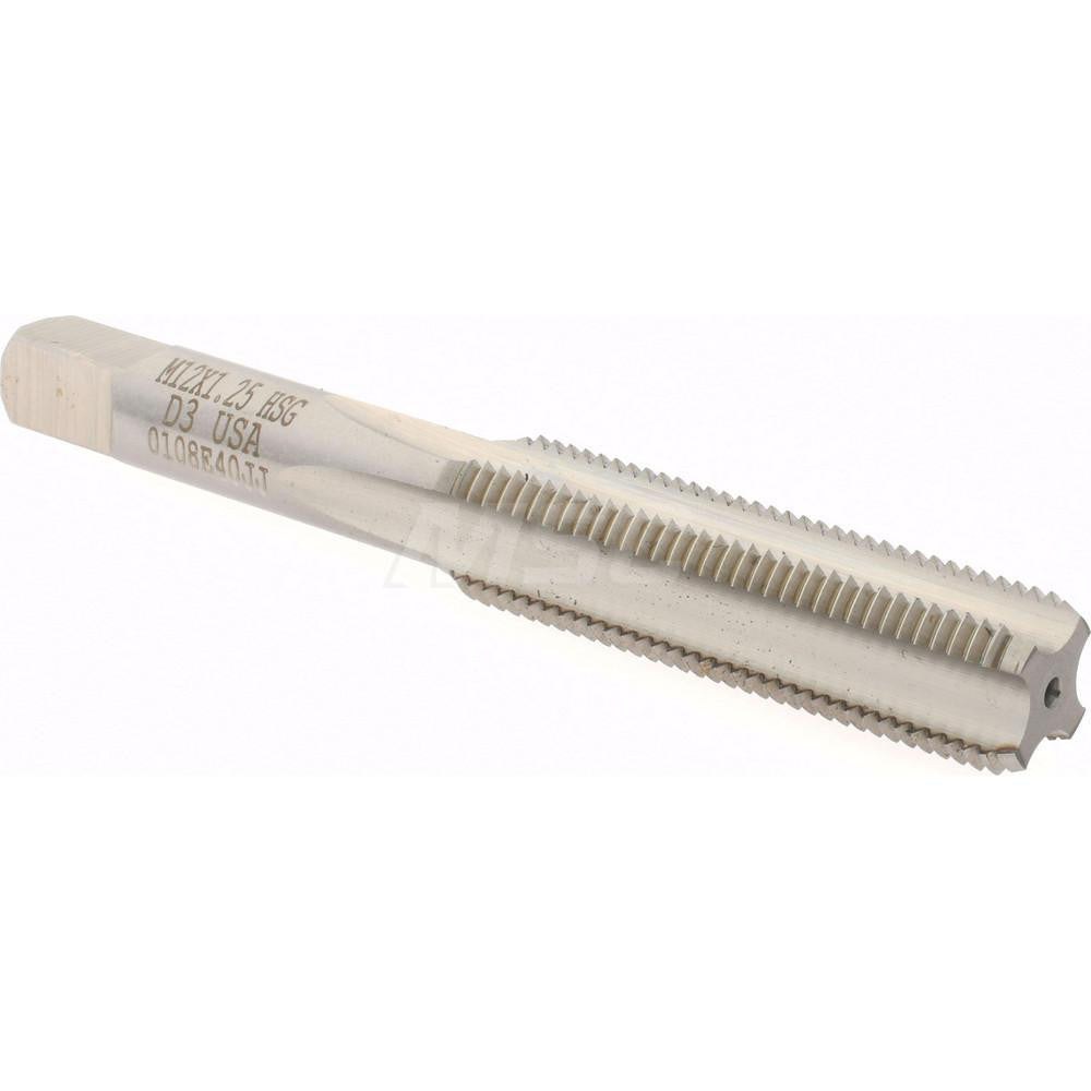 Hertel K020298AS Straight Flute Tap M12x1.25 Metric Fine, 4 Flute, Bottoming Chamfer, High-Speed Steel, Bright/Uncoated Finish