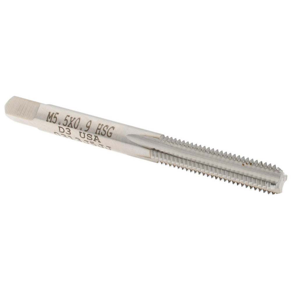 Hertel 025215AS Straight Flute Tap M5.5x0.9 Metric Coarse, 4 Flute, Bottoming Chamfer, High-Speed Steel, Bright/Uncoated Finish