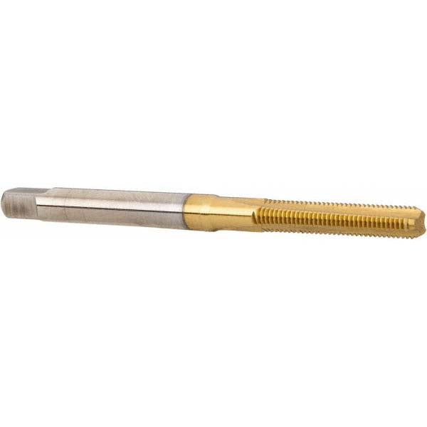 Hertel K027722AS25 Straight Flute Tap M3x0.5 Metric Coarse, 3 Flute, Bottoming Chamfer, 6H Class of Fit, High-Speed Steel, Titanium Nitride Finish