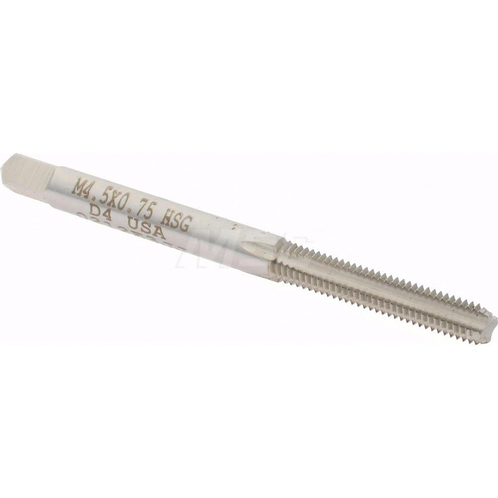Hertel K027734AS Straight Flute Tap M4.5x0.75 Metric Coarse, 4 Flute, Bottoming Chamfer, High-Speed Steel, Bright/Uncoated Finish
