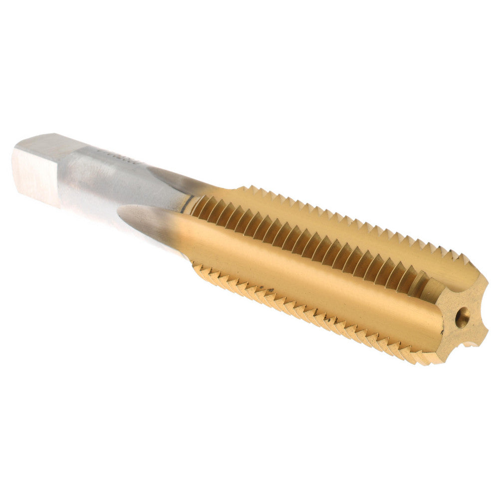 Hertel K027782AS25 Straight Flute Tap M16x2 Metric Coarse, 4 Flute, Bottoming Chamfer, 6H Class of Fit, High-Speed Steel, Titanium Nitride Finish
