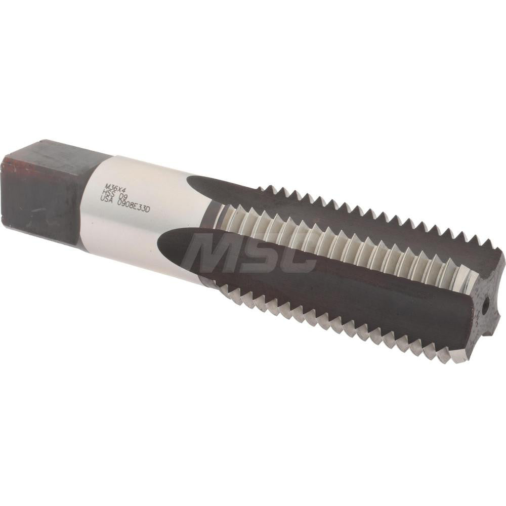 Hertel K027834AS Straight Flute Tap M36x4 Metric Coarse, 4 Flute, Bottoming Chamfer, 6H Class of Fit, High-Speed Steel, Bright/Uncoated Finish