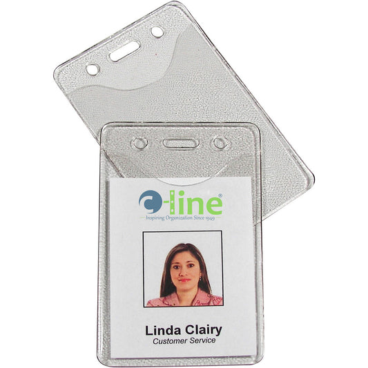 C-LINE 88617 Badge Holders Attachment Method Clip-On Cord Mounted Hanging Slide-In/Out  Material Vinyl  Horizontal/Vertical Holder Vertical  Overall Height 3.375in  Overall Length 2.375in  Color Clear