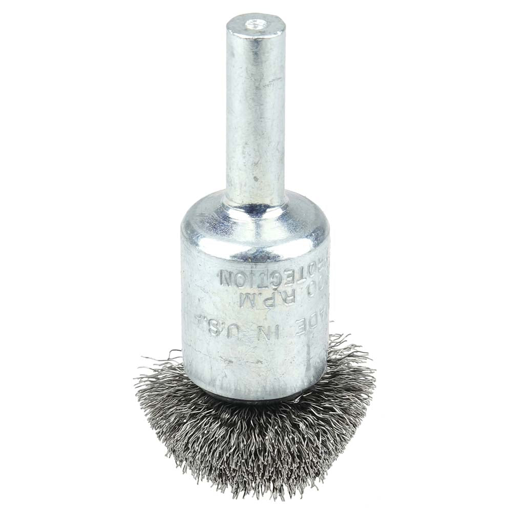 Weiler 10034 End Brushes 1" Dia, Steel, Crimped Wire
