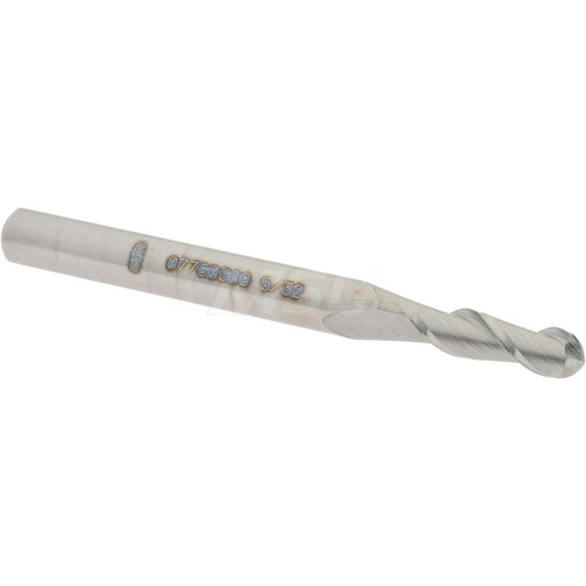 Accupro 07760309 Ball End Mill 0.1563" Dia, 0.5" LOC, 2 Flute, Solid Carbide