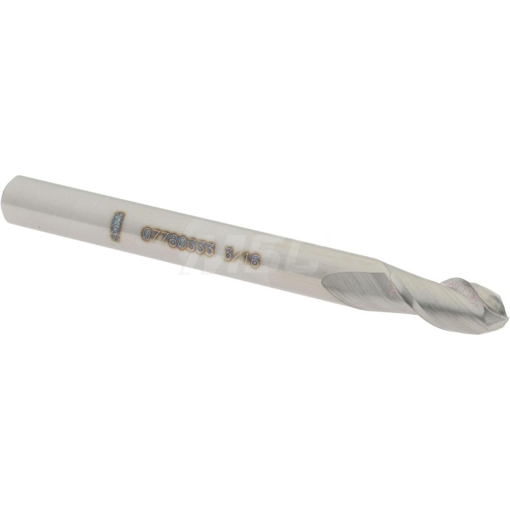 Accupro 07760333 Ball End Mill 0.1875" Dia, 0.375" LOC, 2 Flute, Solid Carbide