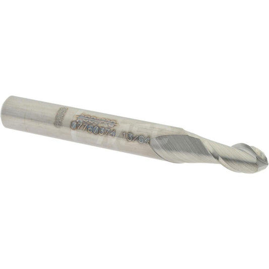 Accupro 07760374 Ball End Mill 0.2031" Dia, 0.375" LOC, 2 Flute, Solid Carbide