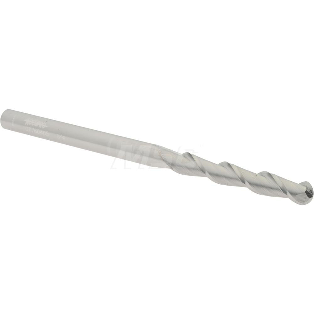 Accupro 07760465 Ball End Mill 0.25" Dia, 1.5" LOC, 2 Flute, Solid Carbide