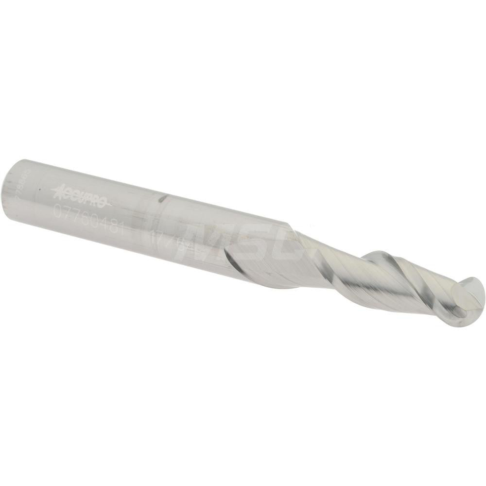 Accupro 07760481 Ball End Mill 0.2656" Dia, 0.75" LOC, 2 Flute, Solid Carbide