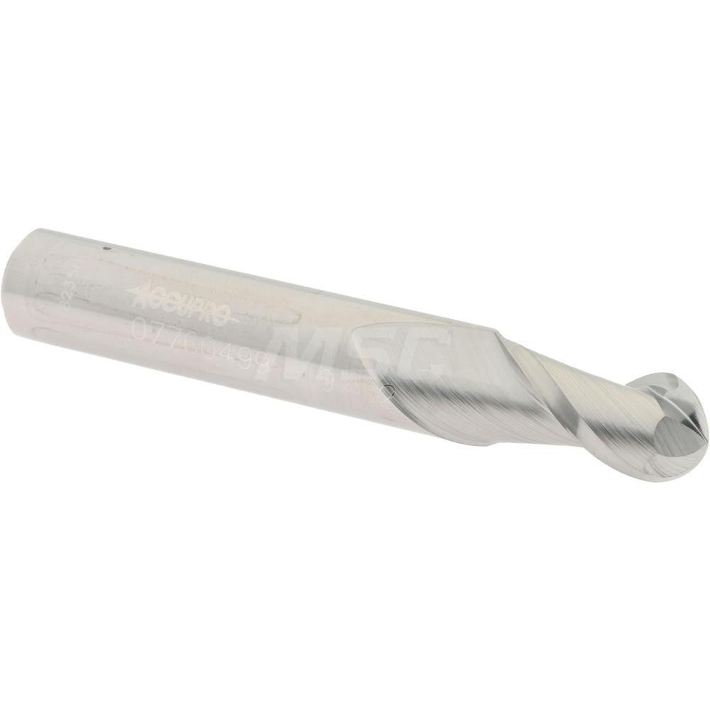 Accupro 07760499 Ball End Mill 0.2813" Dia, 0.5" LOC, 2 Flute, Solid Carbide