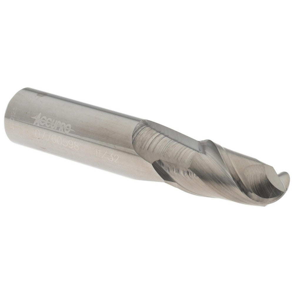 Accupro 07760598 Ball End Mill 0.3438" Dia, 0.625" LOC, 2 Flute, Solid Carbide