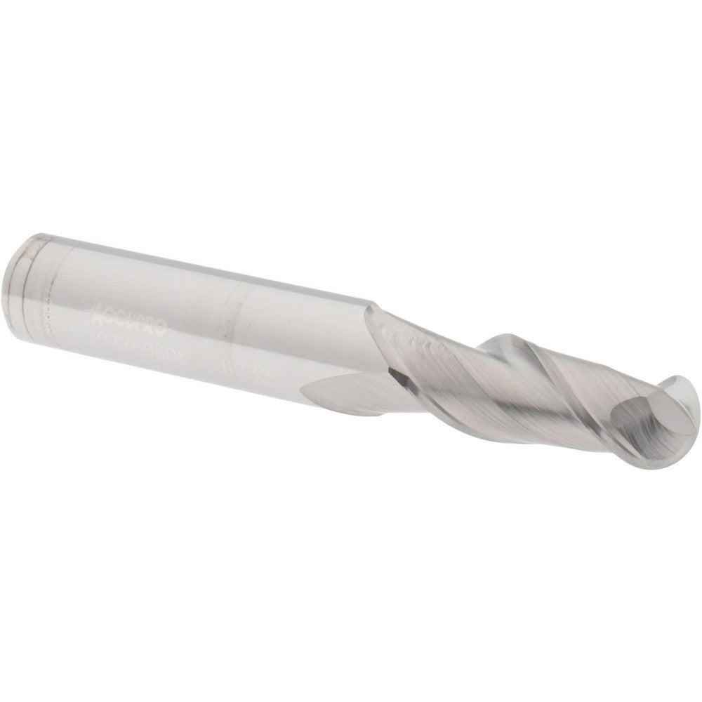 Accupro 07760606 Ball End Mill 0.3438" Dia, 0.875" LOC, 2 Flute, Solid Carbide