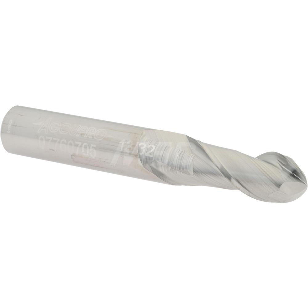 Accupro 07760705 Ball End Mill 0.4063" Dia, 1" LOC, 2 Flute, Solid Carbide