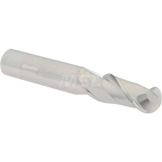 Accupro 07760747 Ball End Mill 0.4375" Dia, 1" LOC, 2 Flute, Solid Carbide