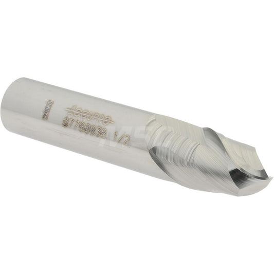 Accupro 07760838 Ball End Mill 0.5" Dia, 0.625" LOC, 2 Flute, Solid Carbide