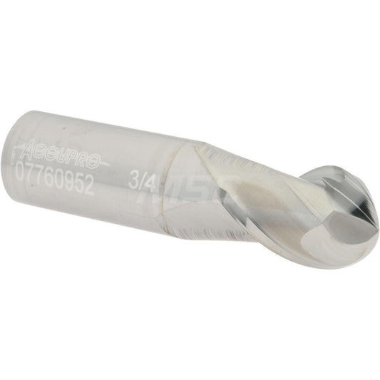 Accupro 07760952 Ball End Mill 0.75" Dia, 1" LOC, 2 Flute, Solid Carbide